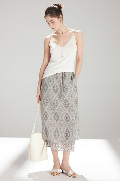 グレープリントレイヤードスカート　B4746