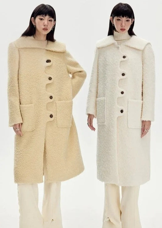 淺色百搭保暖冬季羊毛大衣B2238
