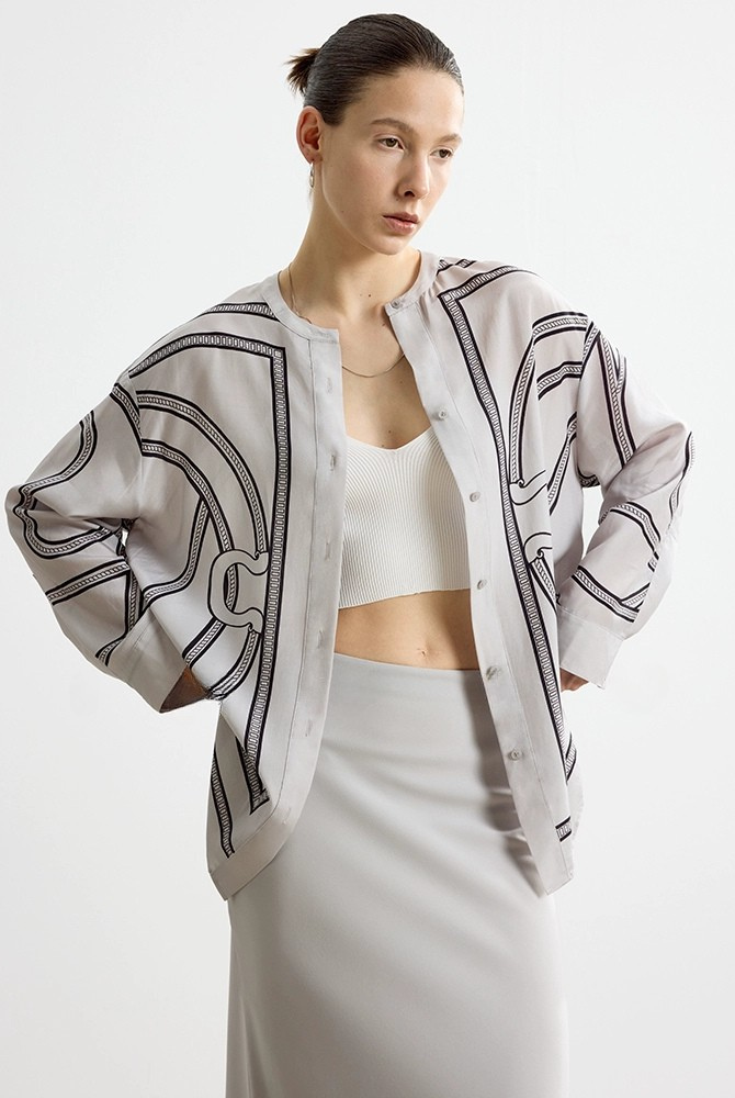 サンスクリーンプリントルーズシャツジャケット　B4138