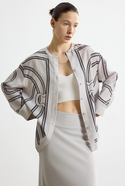 サンスクリーンプリントルーズシャツジャケット　B4138