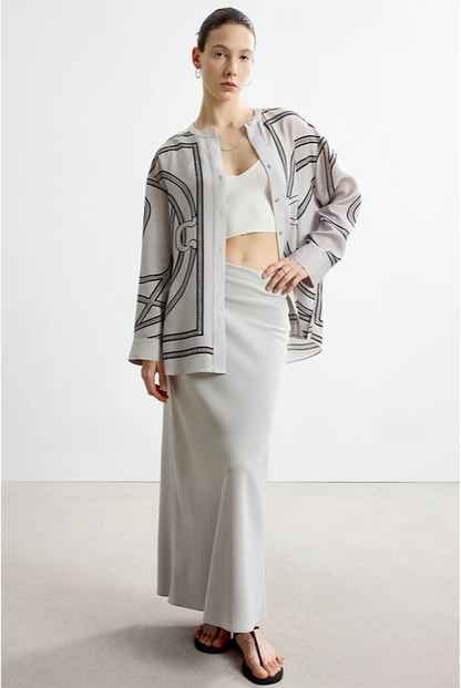 サンスクリーンプリントルーズシャツジャケット　B4138