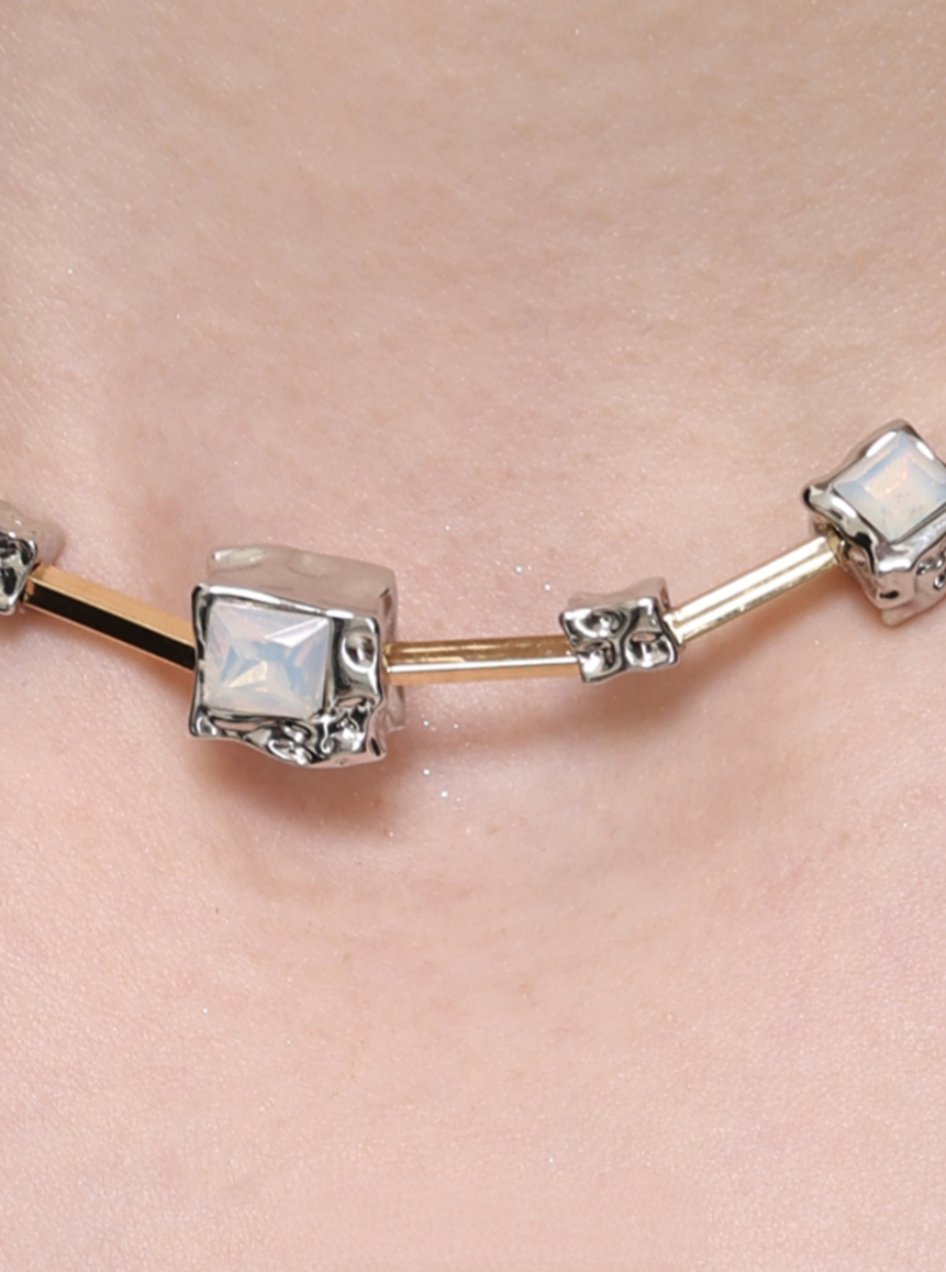 Metallic Square Choker Necklace B2009