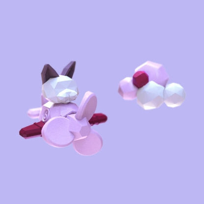 Flying Little Cat Polygon Earrings B1180