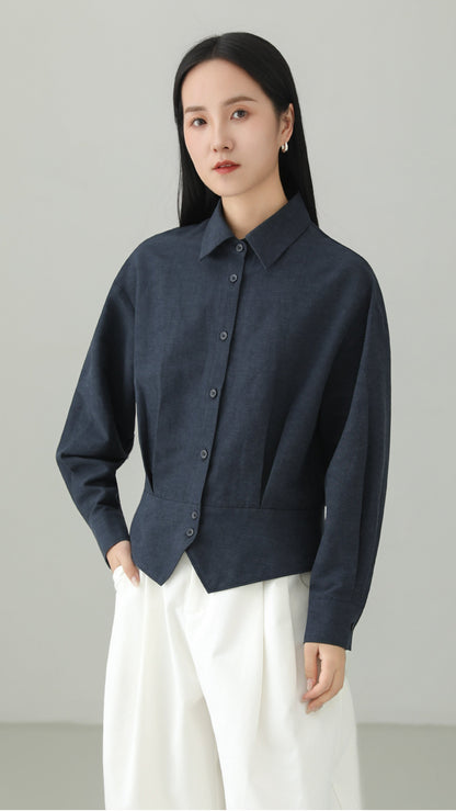 Linen blend peplum design top B4665