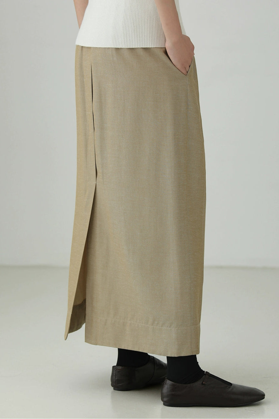 Tencel Linen Versatile Slit Skirt B4270