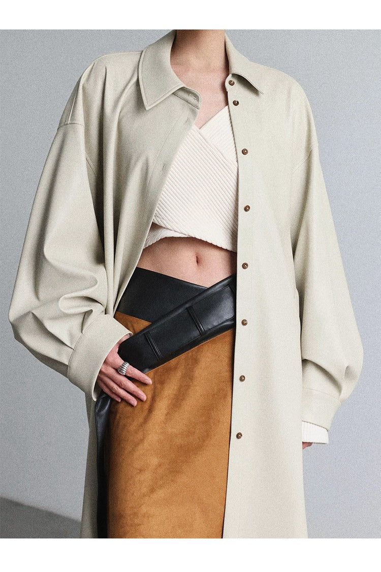 PU Triangle Sleeve Trench Coat B4646