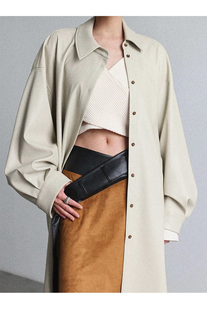 PU Triangle Sleeve Trench Coat B4646