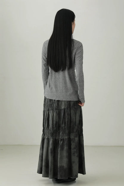 Irregular contrast color long sleeve T-shirt B4277