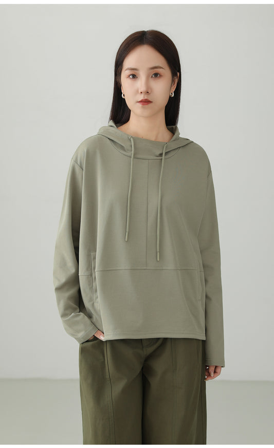 ミニマルフード付きスウェットトップス　B4707