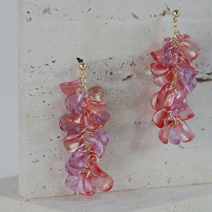 Flower glass tassel earrings B1895