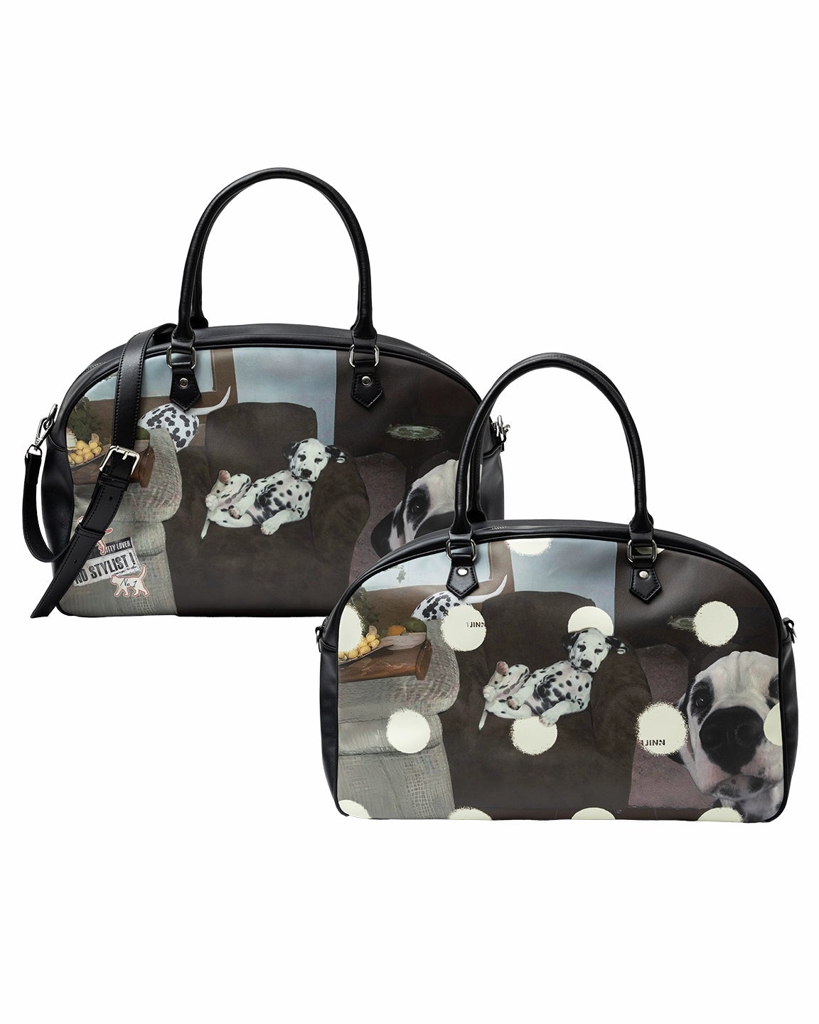 レトロキャット＆ドッグプリントボストンバッグ　B4321