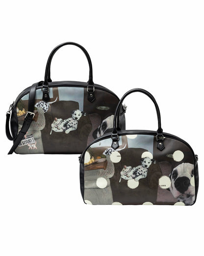 レトロキャット＆ドッグプリントボストンバッグ　B4321