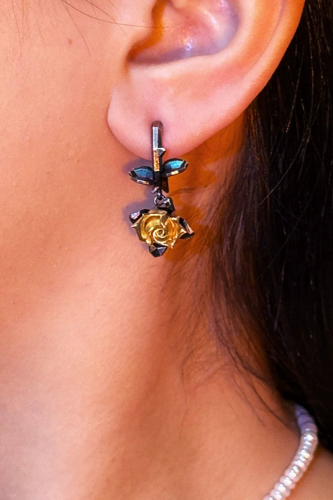 S925 Rose Metallic Earrings (Single) B3916