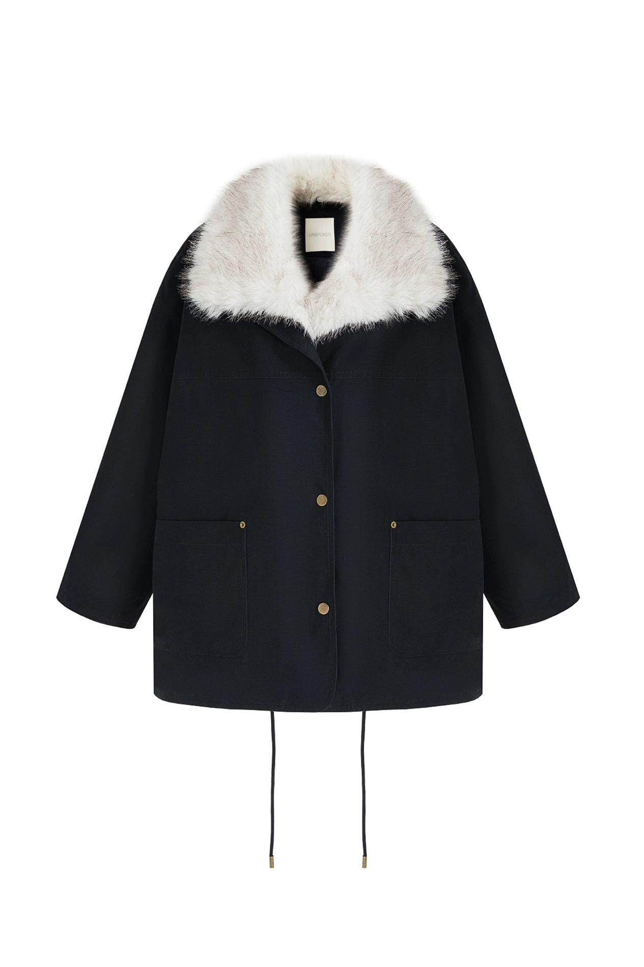 人造毛皮可拆式領加厚外套 B4492