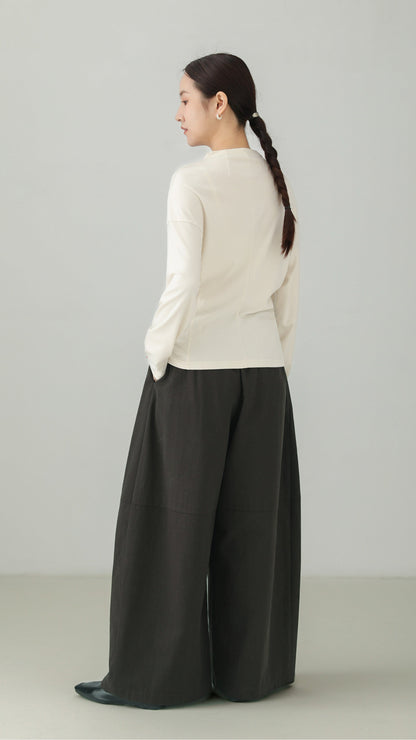 Tencel Cotton Tuck Wide Pants B5006