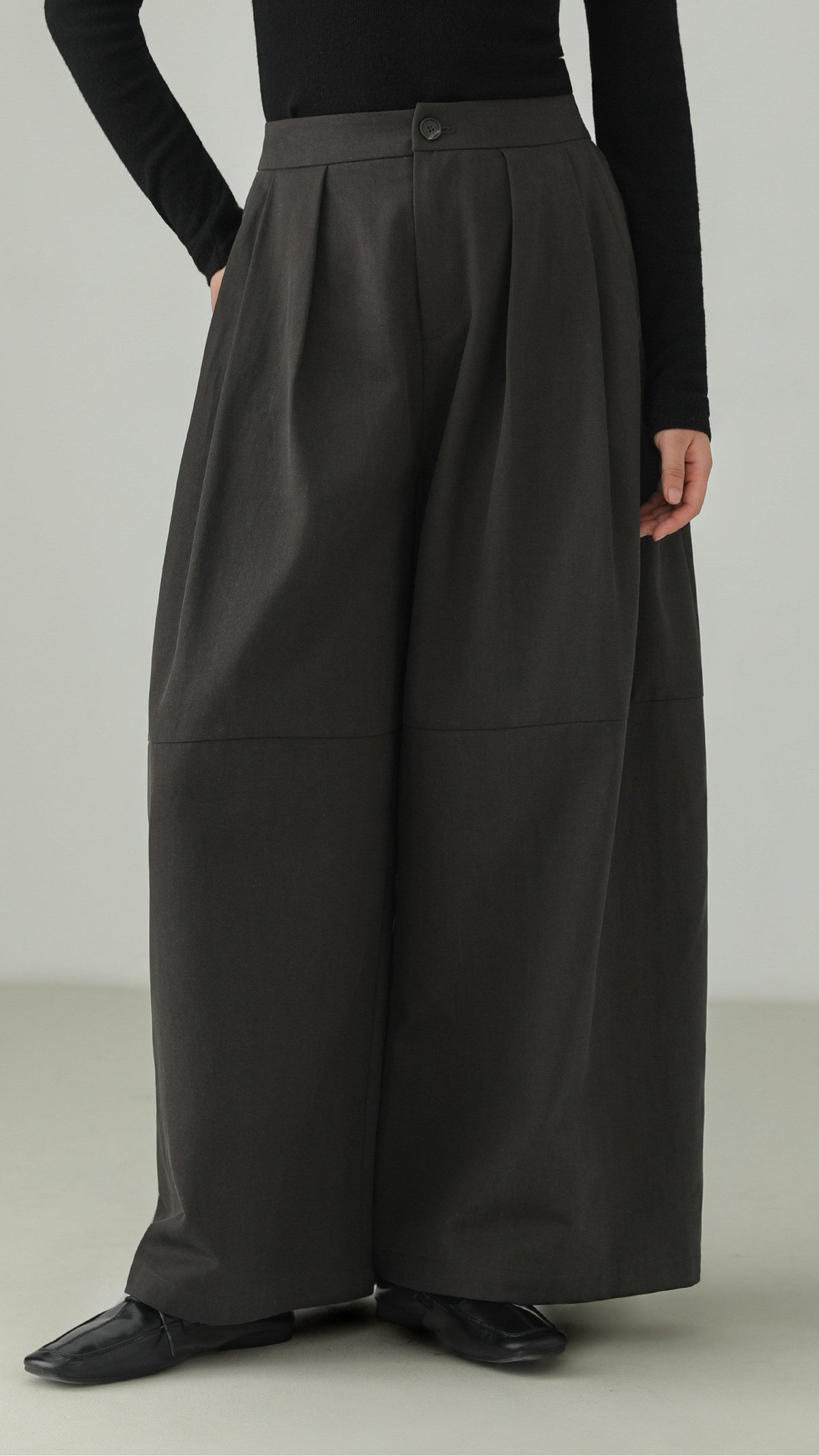 Tencel Cotton Tuck Wide Pants B5006