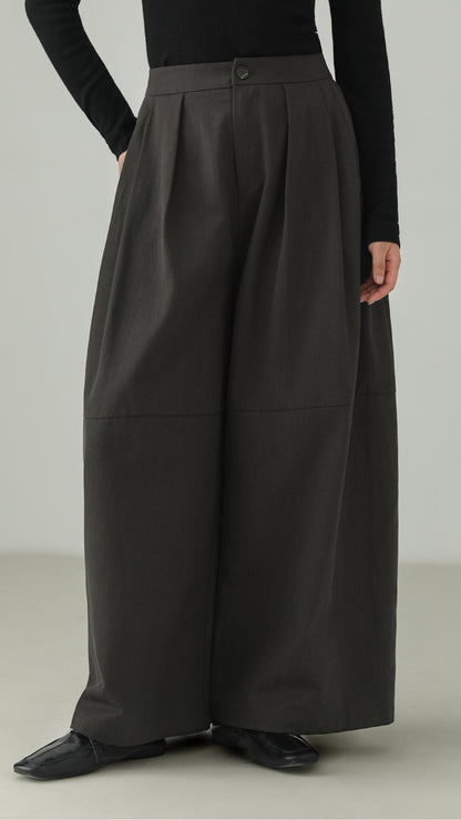 Tencel Cotton Tuck Wide Pants B5006