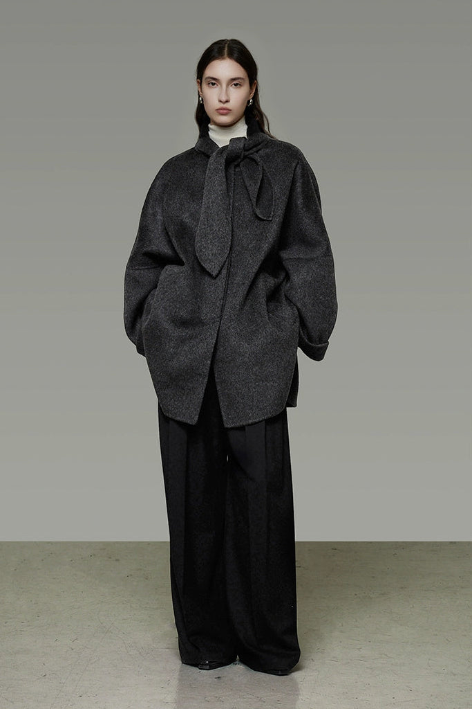 繫領雙面羊毛大衣 B4505