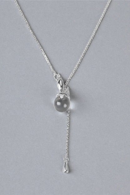 S925シャドウホワイトクリスタルペンダントネックレス　B4516