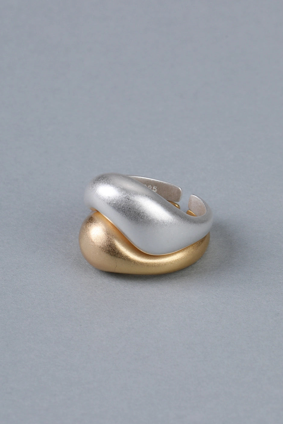 S925 幾何金銀開口戒指 B4520