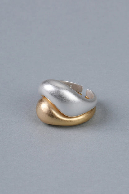 S925 幾何金銀開口戒指 B4520