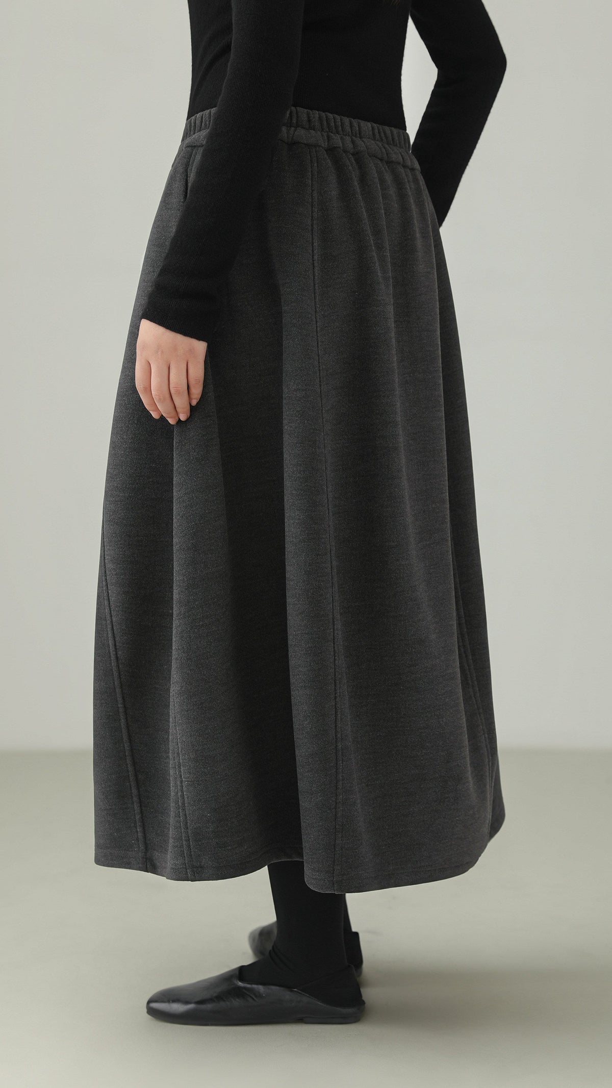 Wool-blend balloon midi skirt B5002