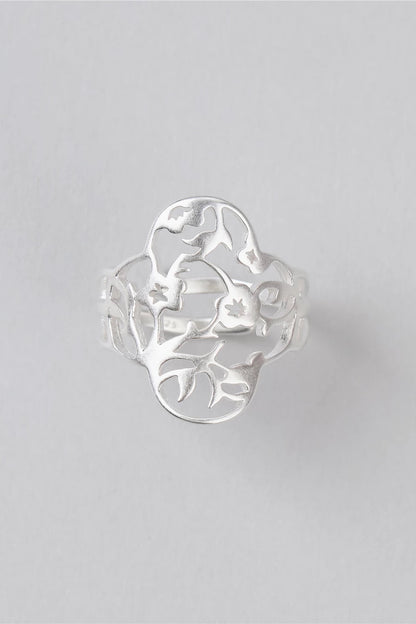 S925ベゴニアウィンドウビューオープンリング　B4561