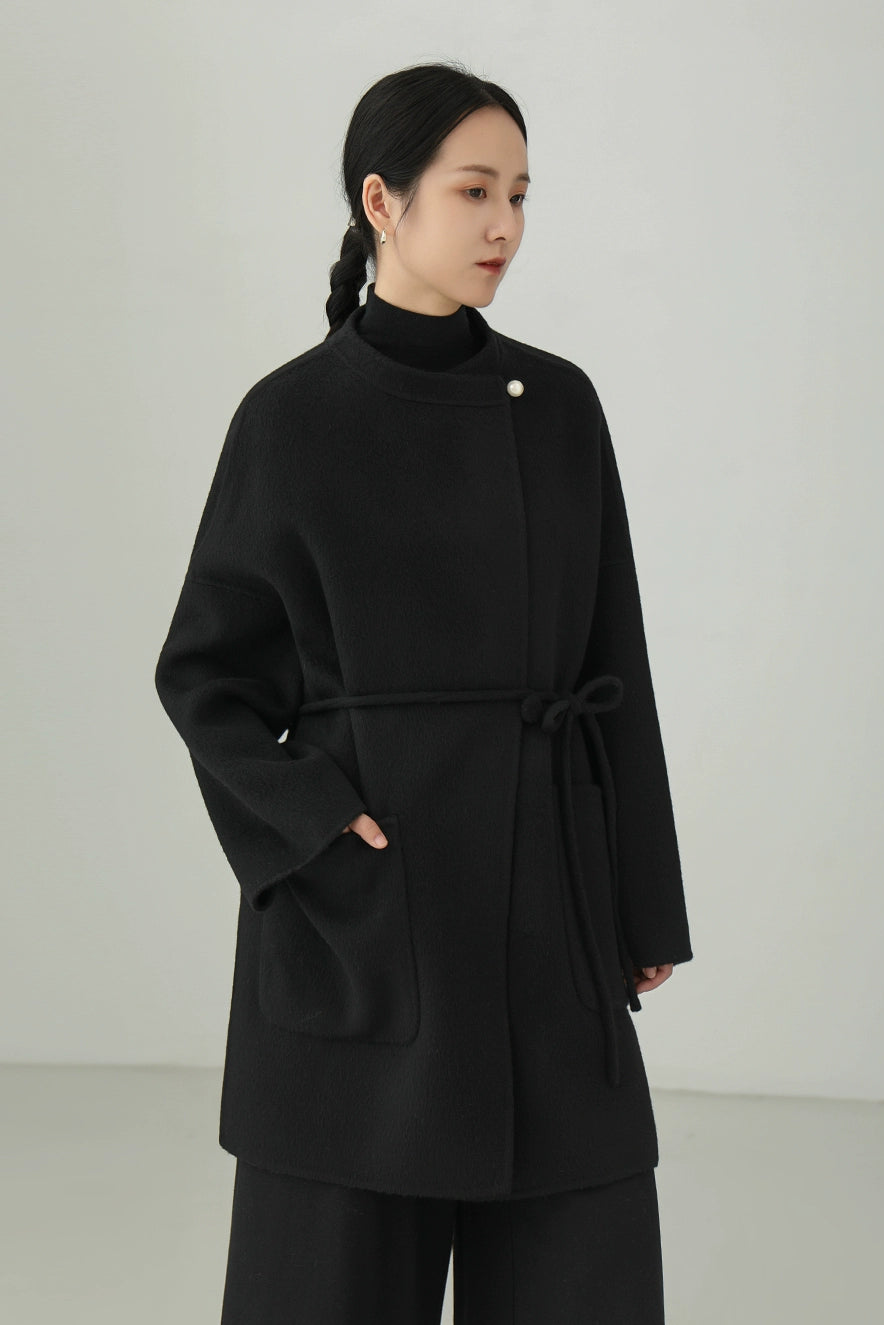 100% wool double-face mid-length coat B4529