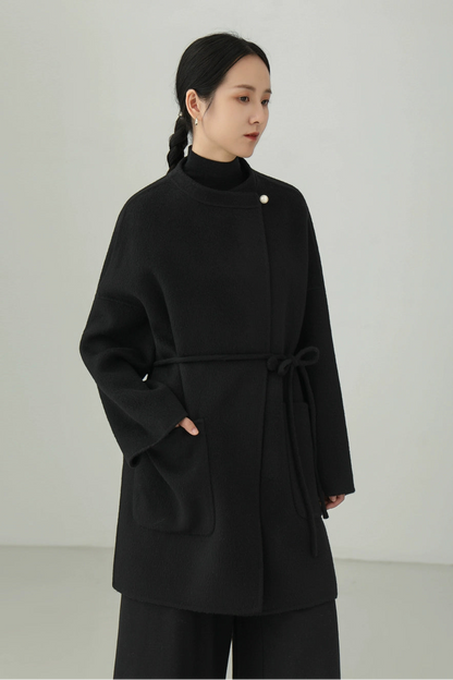 100% wool double-face mid-length coat B4529