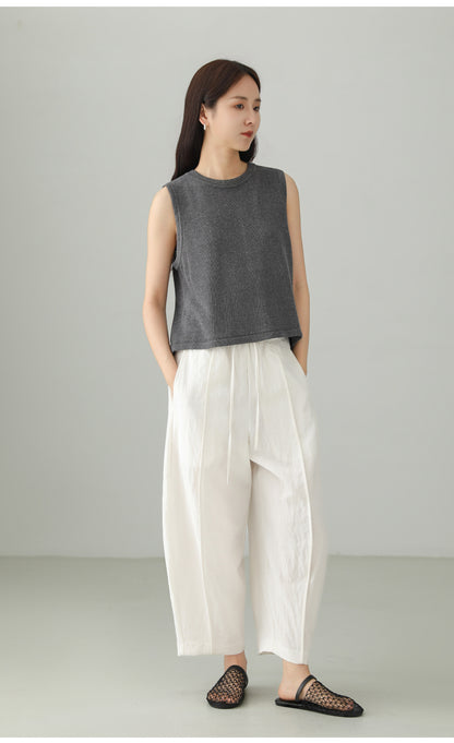 Tencel-blend Cropped Wide Pants B4756