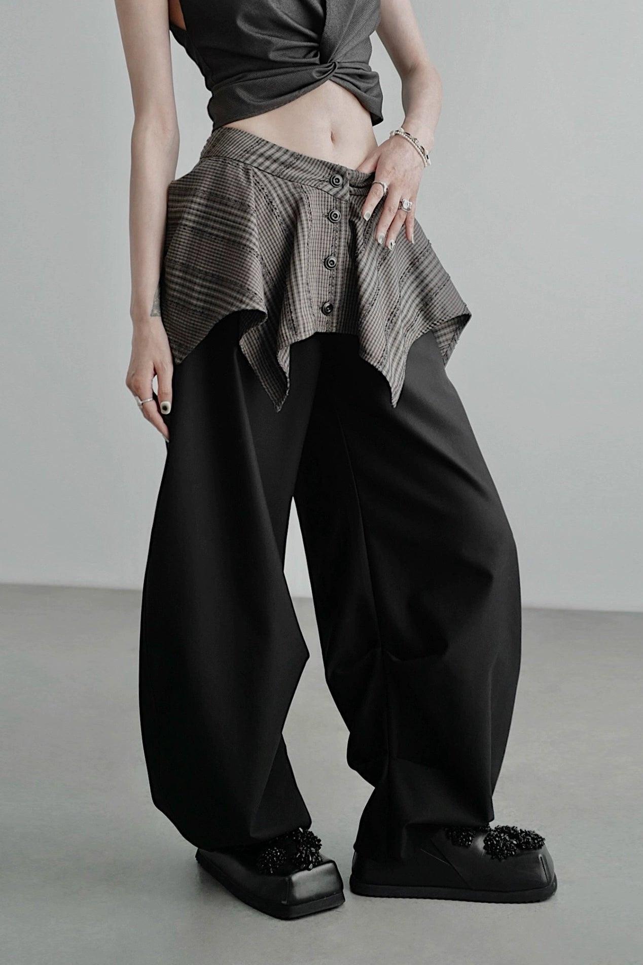 フェイクツーウエストワイドパンツ　B4258