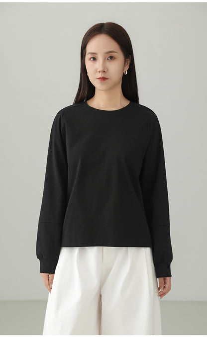 Cotton Stretch Minimal Loose Long Sleeve T-shirt B4727