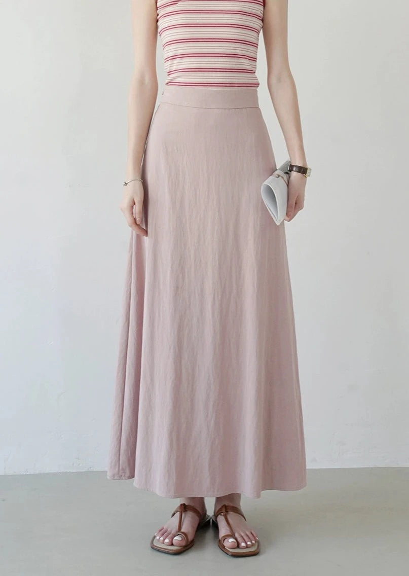 Elastic waist A-line long skirt B2754