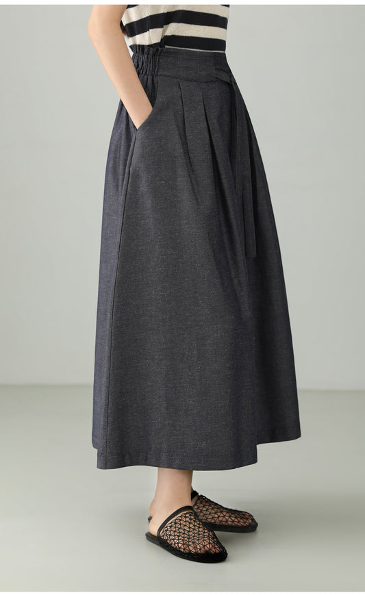 Cotton Linen Art Flare Skirt B4765