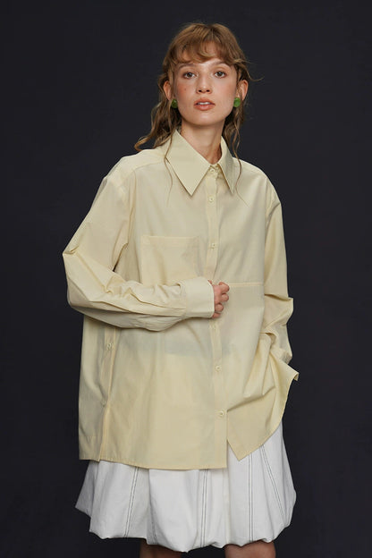 Airy smooth simple loose shirt B4167