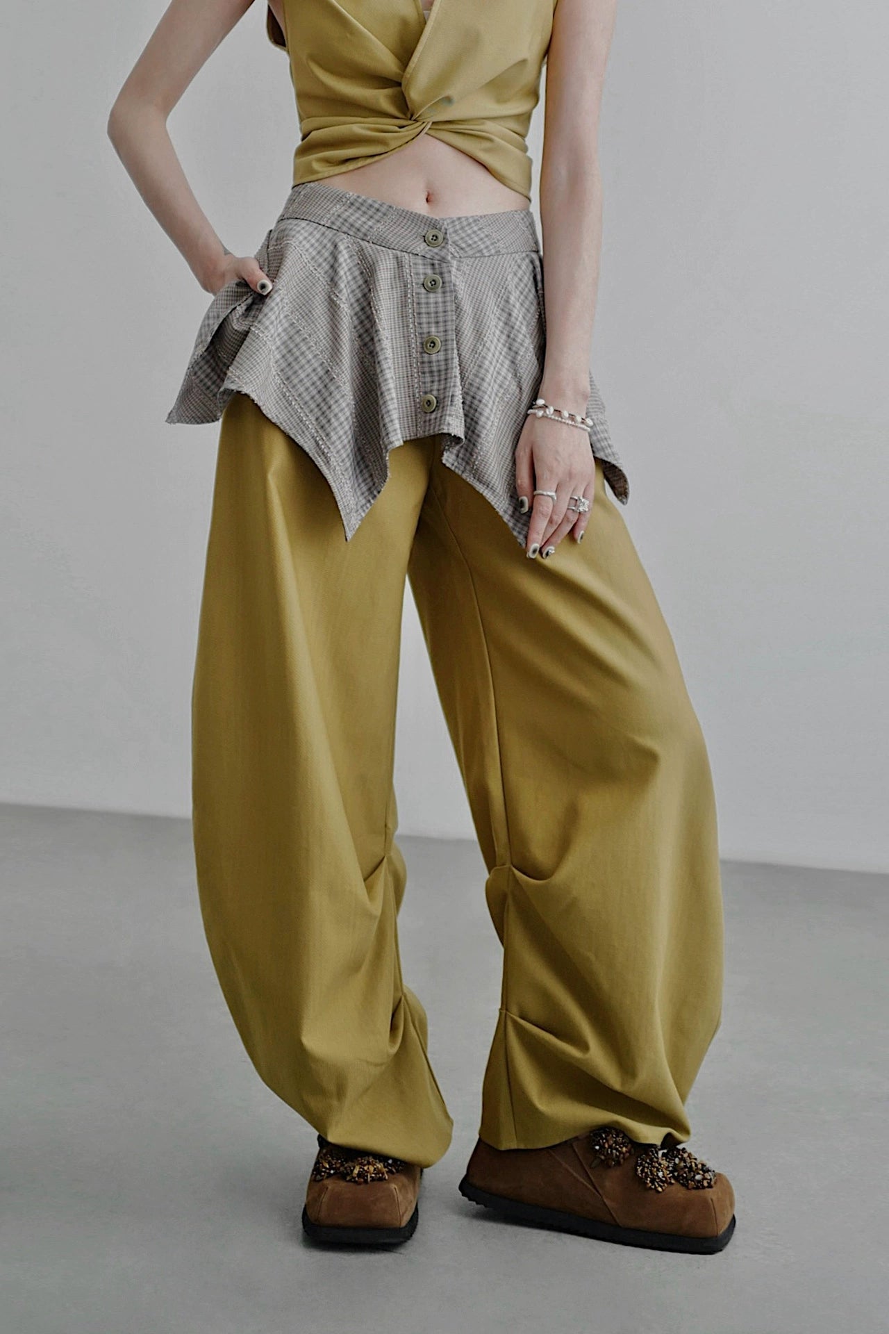 フェイクツーウエストワイドパンツ　B4258