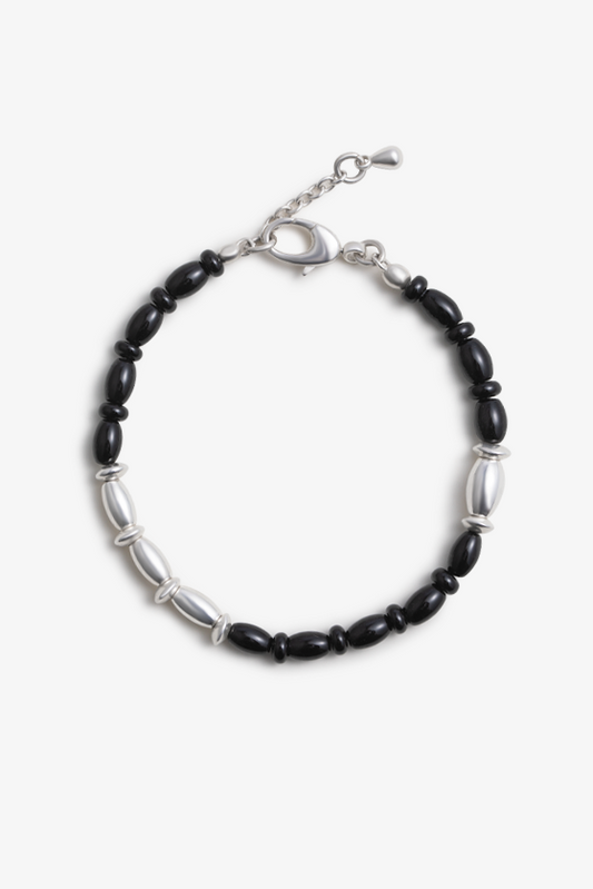 S925ミニブラックオニキスミニマリストブレスレット　B4375