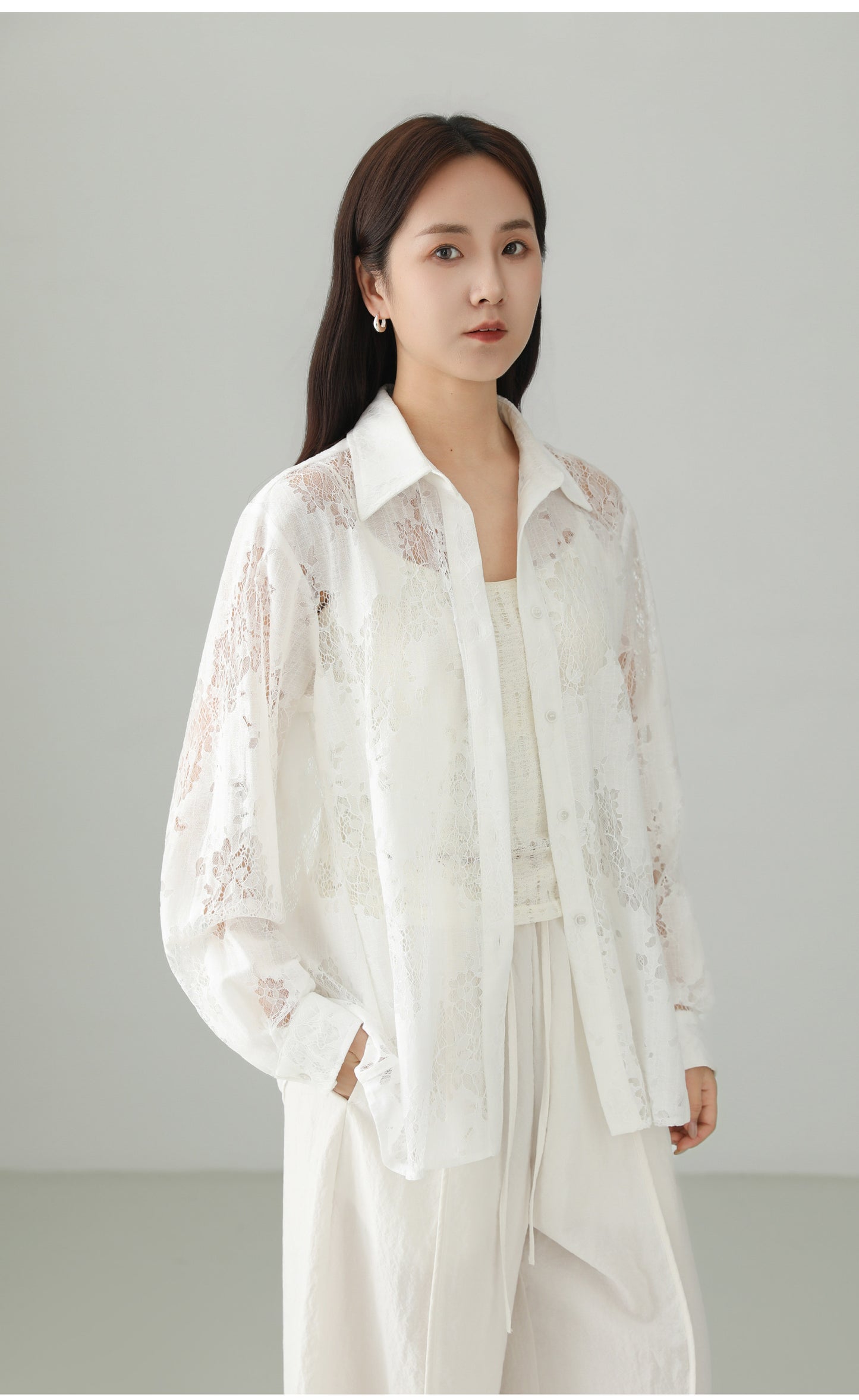 Jacquard Cutwork Shirt Jacket B4757