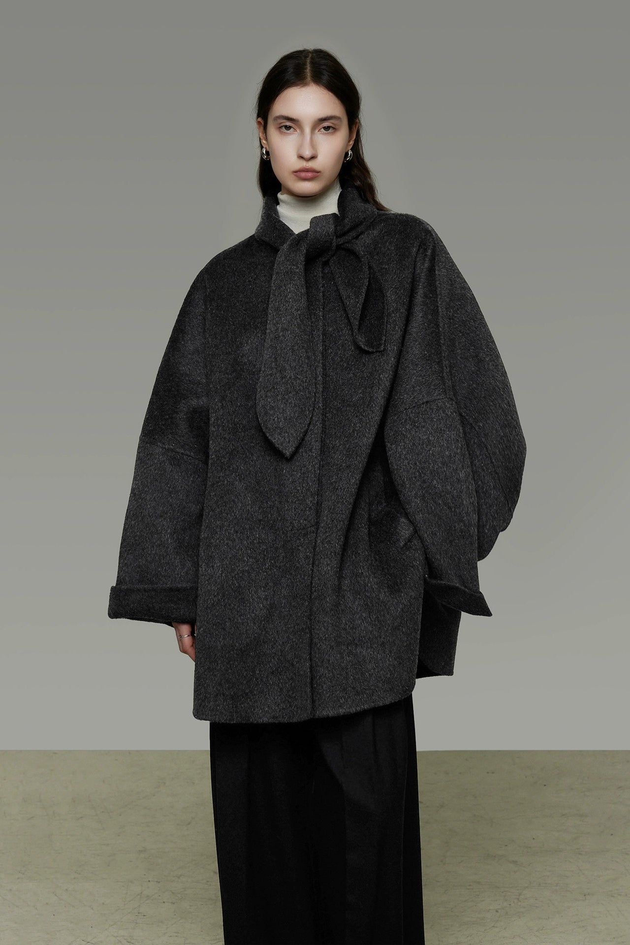 繫領雙面羊毛大衣 B4505