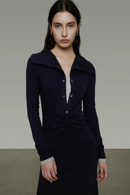 假兩件式半開衩長裙 B4491