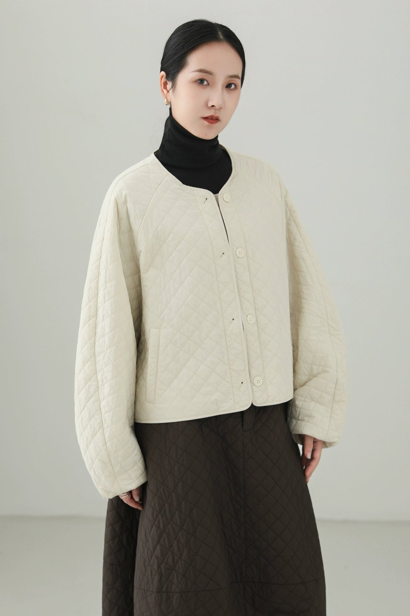 ウールキルティングショートコート　B4532