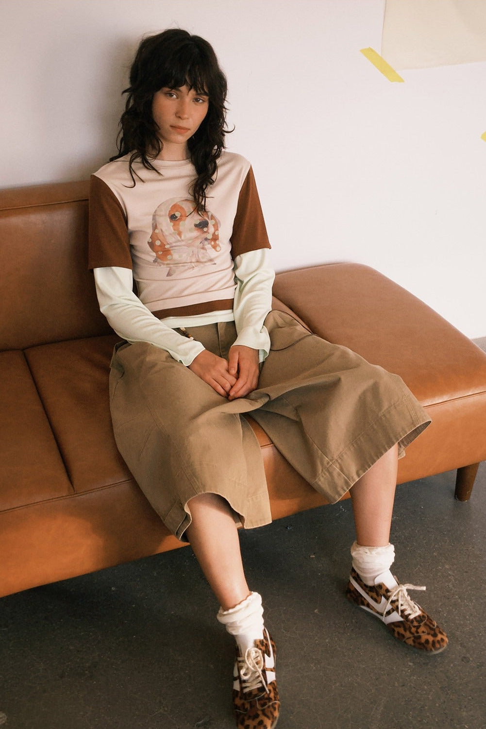 ウオッシュコットンクロップドカーゴワイドパンツ　B4594