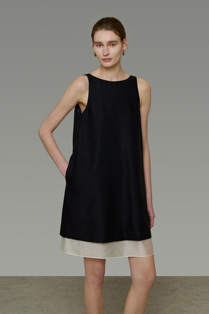Two-Tone Two-Way Sleeveless Dress B4769