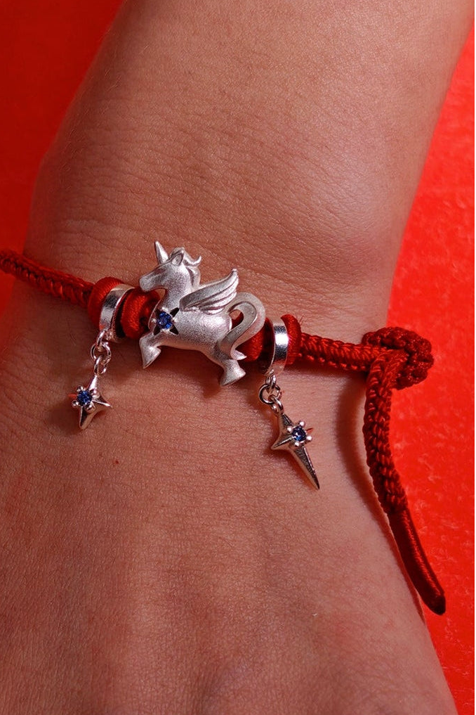 獨角獸紅色繩編手鍊 B4478