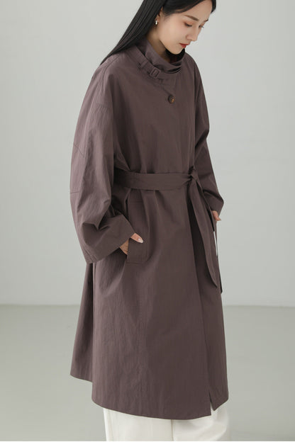 Cotton nylon washed trench coat B4654