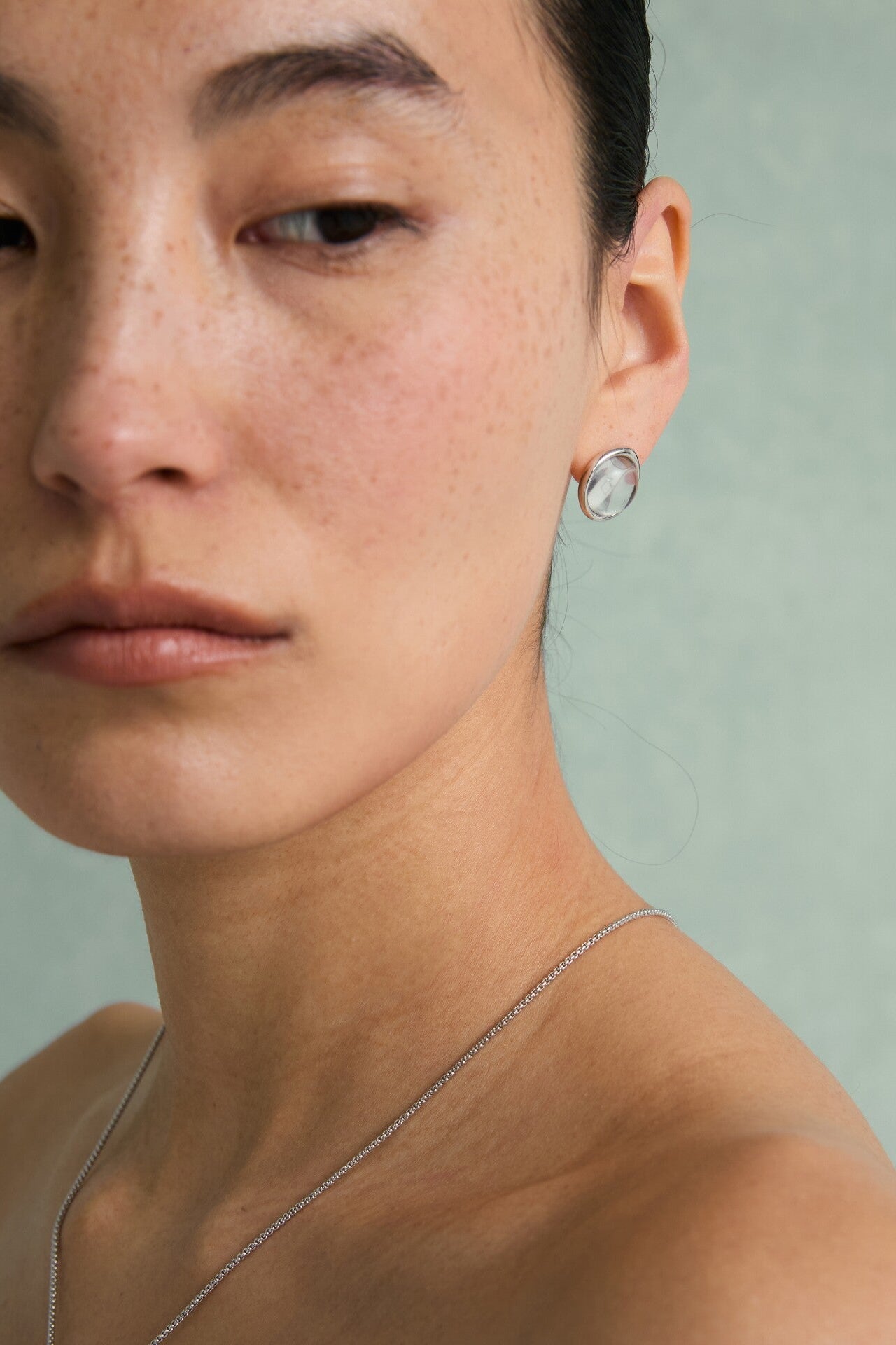 S925 Dewdrop Crystal Stud Earrings B4876