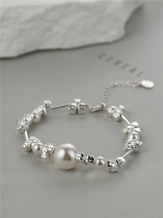 S925 Silver Tube Broken Pearl Bracelet B2748