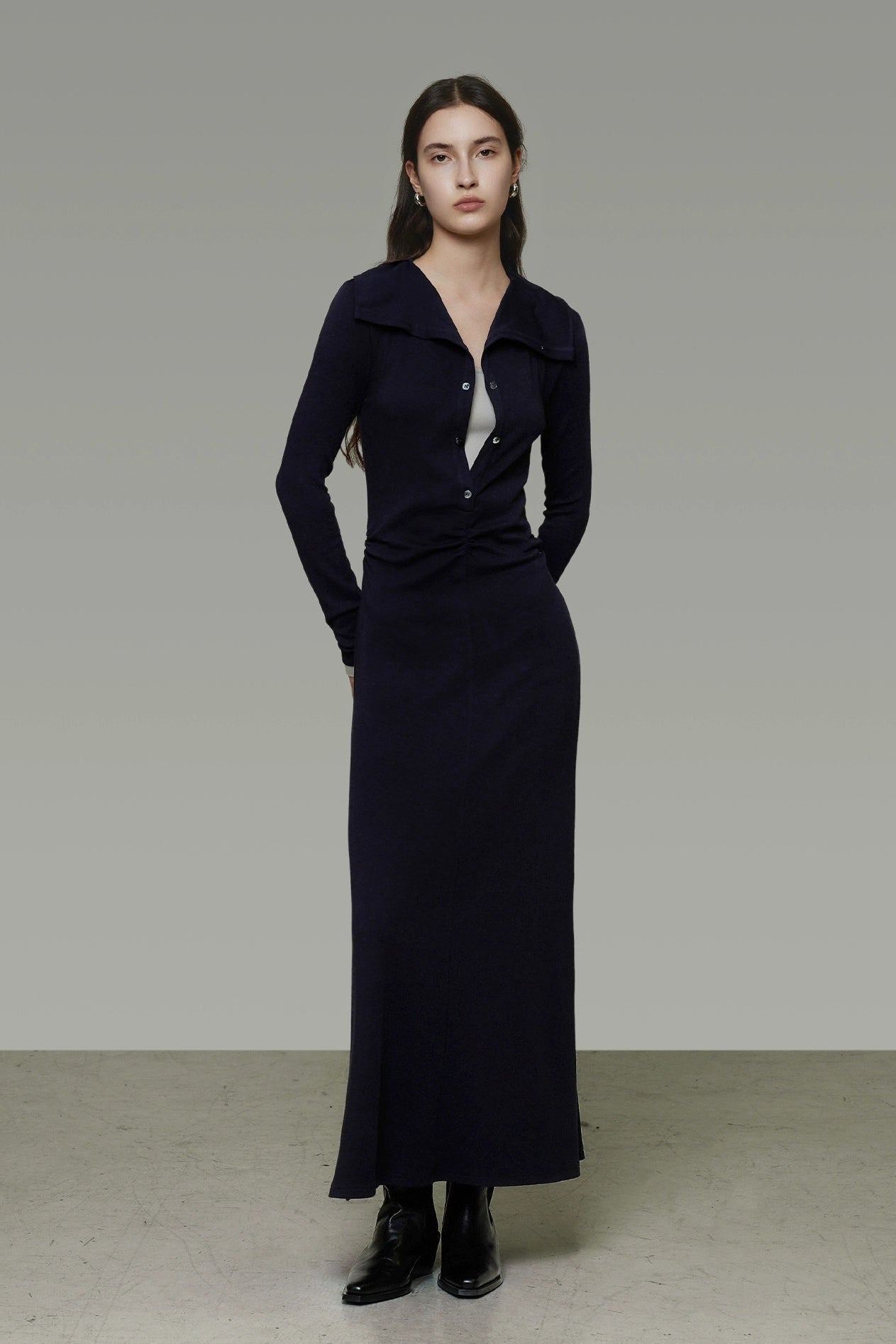 假兩件式半開衩長裙 B4491