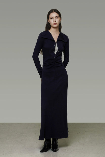 假兩件式半開衩長裙 B4491