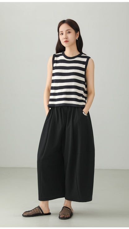 Tencel Cotton Cropped Wide Pants B4763